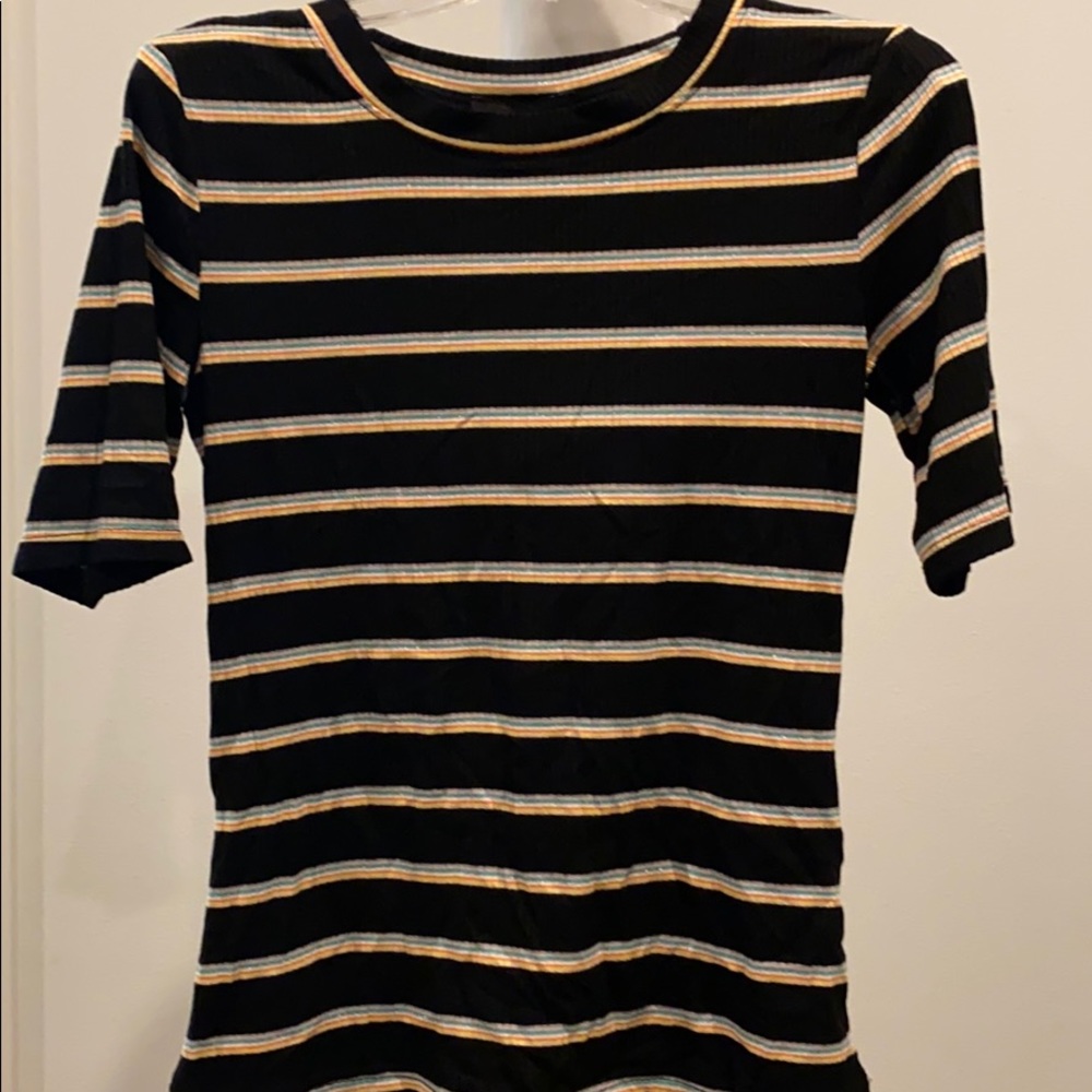 NWT black with colored stripes ribbed top